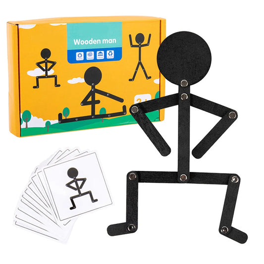 Kids Montessori Toys Wooden Early Learning Educational Puzzles Sporty Pose Jigsaw Improve Hands-on Skill Busy Board Gifts - My Store