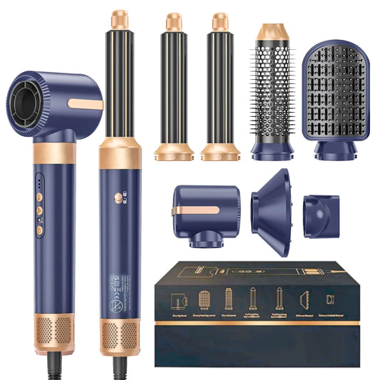 7 In 1 Hair Dryer Brush Brushless High Speed Hair Dryer with Diffuser Ionic Blow Dryer Hot Air Styling Comb Auto Hair Curler - My Store